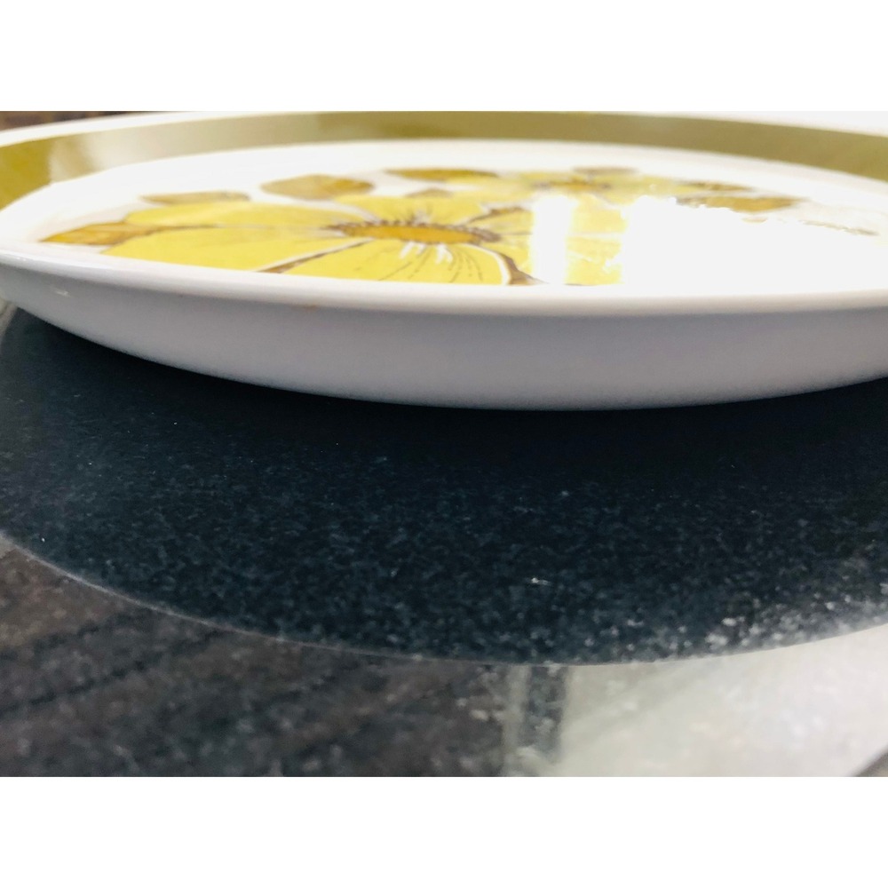 Crown Lynn Forma Emerald Dinner Plate Ironstone Tray Platter Floral Green Yellow - Picture 7 of 7
